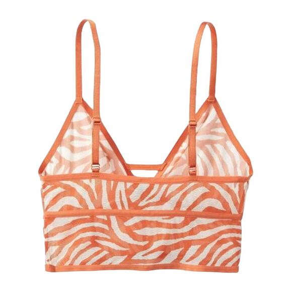 NWOT Auden Women's Mesh Longline Bralette Zebra Print Orange Large - Picture 2 of 3